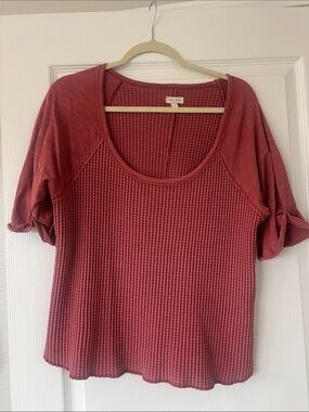 Like New Pilcro Short Sleeve Waffle Knit Scoop Top - Rose size M